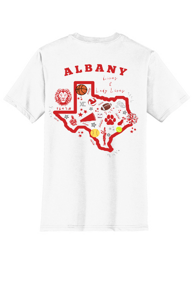 Albany School Spirit White District Brand Tee