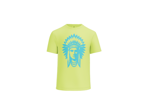 Indian on Neon Yellow Comfort Colors Tee